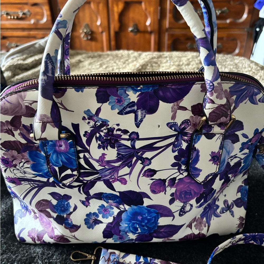 Floral Purple and Blue Women's Bag